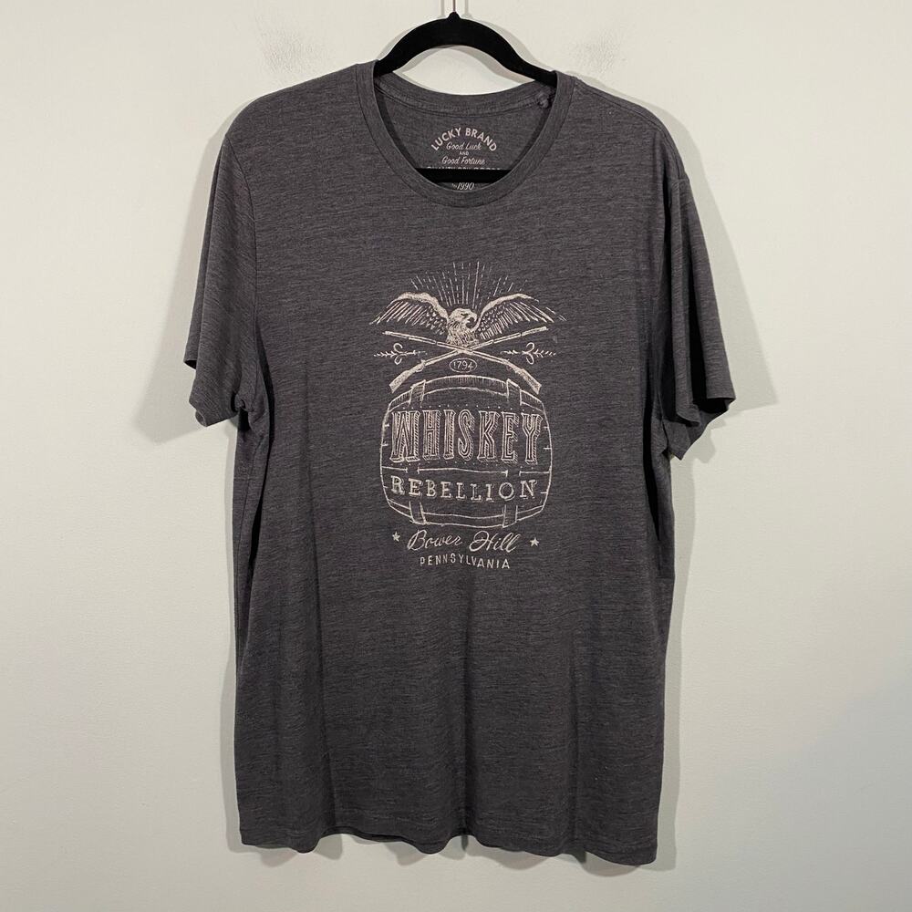 Lucky Brand Men's Grey Whiskey Graphics Short Sleeve Tee Size L
